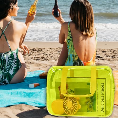 Yellow PVC Pure Color Transparent Gift Pouch Wash Travel Makeup Cosmetic Bag with Handle for Travel Bathroom Toiletry Organizer (Yellow) - color: yellow