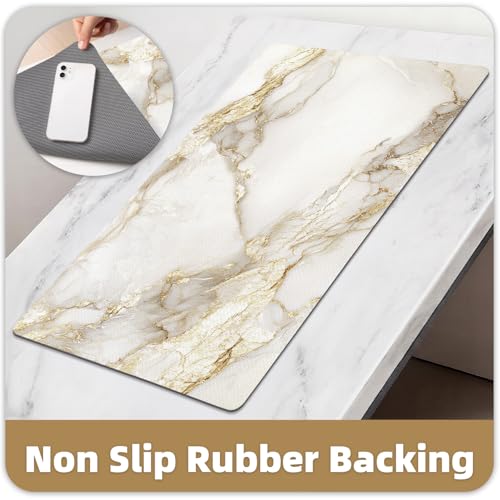 Color&Geometry Ultra Thin Bathroom Rugs Non Slip,Absorbent Quick Dry Bath Mats for Bathroom,Thin Bath Rugs Washable with Rubber Backing Fit Under Door Outside Shower,Gold-Veined White Marble,24"x36" - color: Gold-veined White Marble, size: 24"x36"