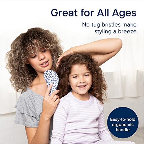 Crave Naturals Glide Thru Detangler Brush - Curly Hair Brush for Women and Kids - Wet and Dry Comb for Adults - Soft Flexible Bristles for Gentle Use - Styling Tool for Curls - Blue Cheetah - color: Blue Cheetah, size: 1 Pack (Regular)