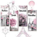 Gerrii 4 Pcs Pink and Grey Bathroom Decor Paris Decor Relax Soak Unwind Breathe Wall Art Farmhouse Bathroom Wedding Newlywed Home Spa Laundry Accessories Wood Hanging Sign(11.81 x 3.15 Inch,Rectangle) - size: 11.81 x 3.15 Inch, style: Rectangle