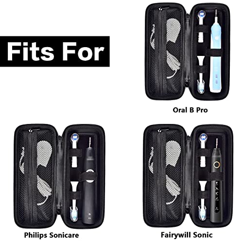 Comecase Toothbrush Travel Case for Oral-B/Sonicare with Mesh Pocket-Black | Accessories Mesh Pocket for Toothpaste&Charger, for Oral-B Pro 1000 2000 3000 3500 1500, for Sonicare 4100 5100, Bag Only - color: Black, size: Regular Size