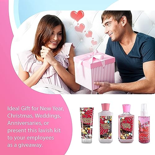 Bath and Body Gift Set Cotton Candy, 3 Fl Oz, 4-Piece Spa Collection with Body Lotion, Shower Gel, Body Cream, Travel Size Spa Set, Body Care kit for Birthday Mother's Day Chirstmas Gifts