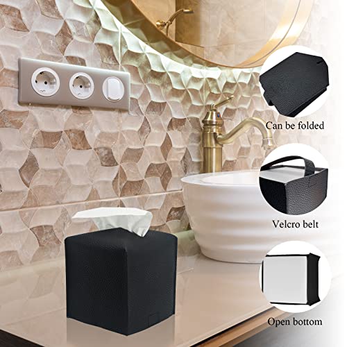 Bathroom Accessory Set - 10 Piece Black Bathroom Accessories Set with Trash Can, Toothbrush Holder and Cup, Soap Dispenser, Soap Dish, Toilet Brush Holder, Vanity Tray, Qtip Holder, Tissue Box Cover - color: Black