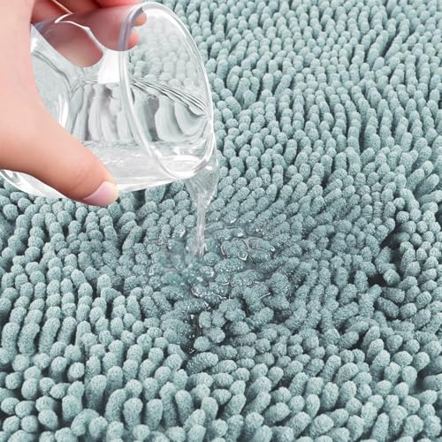 Bathroom Rugs Sets 3 Piece with Adjustable Toilet Seat Cover 19.5"x 18.5" Machine Washable Bath Rug Set with TPR Non Slip Rubber Backing Solid Bath Mat Set for Luxury Bathroom Decoration - color: Light Blue