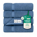 SALBAKOS 100% Turkish Cotton Bath Towels | 4 Piece Turkish Bath Towels Blue 27x54 in Standard Size | Premium Hotel Quality, Super Absorbent, Thick & Plush Turkish Bath Towel (Blue, 4 Bath Towels) - color: Blue, size: 4 Bath Towels
