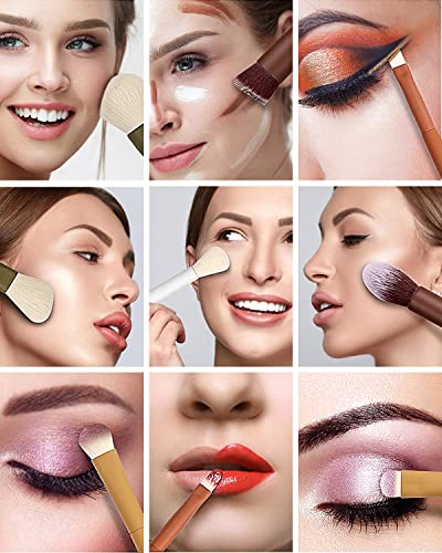 Makeup Brushes, EIGSHOW 5 Colors Essential Kabuki Makeup Brush Set with Ultra Soft Synthetic Fibers for Powder Blush Concealers Contouring Highlighting - color: 5 Color