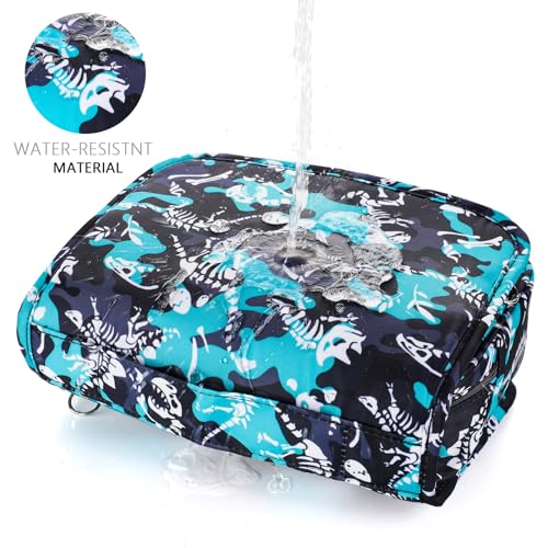 Kids Hanging Toiletry Bag for Boys, Travel Toiletry Bag for Little Young Boys Waterproof Wash Bag Toddler Traveling Toiletries, Dinosaur Black - color: Dinosaur-Black