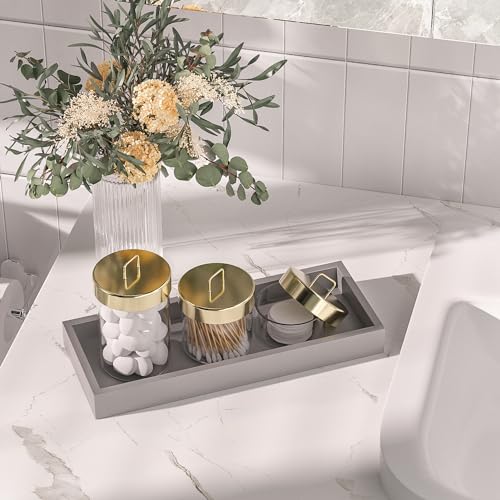 ZHWS Bathroom Vanity Tray for Toilet Tank, Perfume, Jewelry, Candle, Makeup, Decorative Tray, Kitchen Tray Counter Organizer for Soap Dispenser, Coffee Table Silver 11.3”L x 4.4”W x 1.14”H - color: Silver, size: 11.3" x 4.4" x 1.1"