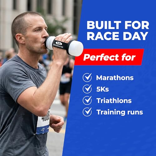 BibBoards Hydro Loop Silicone Water Bottle Band – Hands-Free Carry Strap for Running, Gym & Training | Flexible Water Bottle Holder & Grip Band Fits Most Bottles for Travel & Outdoor Activities - color: Black