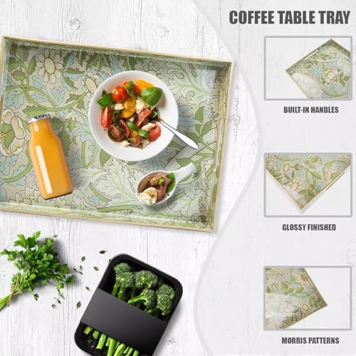 Spsyrine Serving Tray with Handles, Plastic Decorative Tray for Coffee Table, Living Room, Home Decor, Dianthus - color: Multi D