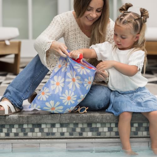 Tiny Twinkle Mess Proof Wet Bags | 2-Pack Reusable Waterproof Wet Bags for Swimsuits | Baby Clothes | Travel & Diaper Bag (Daisies,Playful) - color: Daisies,Playful, size: 2 Pack