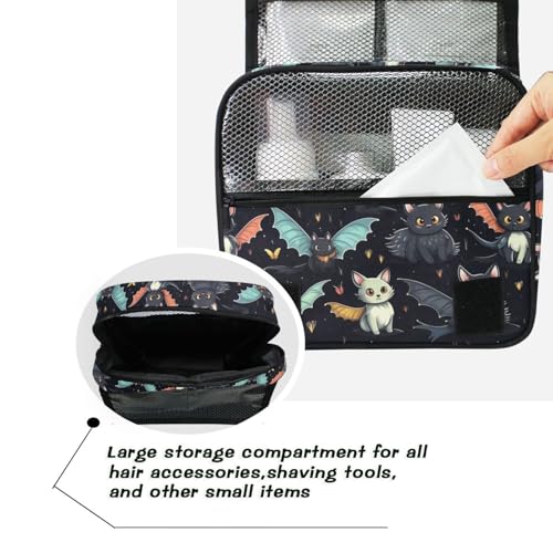 MNSRUU Hanging Toiletry Bag Gothic Skull Cat Bat Travel Makeup bag for Toiletries Portable Travel Toiletry Organizer Cosmetic Bags with Hanging Hook - color: Skull I 4212