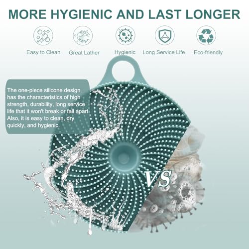 INNERNEED 2in1 Silicone Body Scrubber & Scalp Massager Shampoo Brush, Green | Food-Grade Soft Material, More Hygienic, Easily Lather, Convenient for Travel, Gym, Business,etc - color: Dark Green