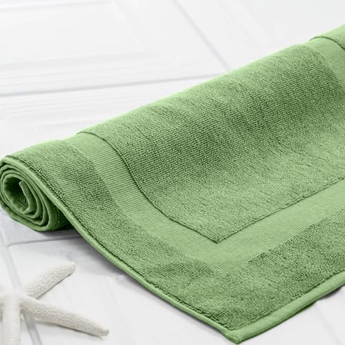 RIVERSIDE Bath Mat Set of 2 - Green Bath Mats 21x34 Inches, Not a Bathroom Rug, 100% Ring Spun Cotton, Super Soft & Highly Absorbent Bathroom Floor Mats - color: Green, size: Bath Mat (PK 2)
