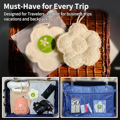 Travel Loofah Made from Real Egyptian Shower Loofah Spong Natural,Rough,Exfoliating,Quick-Drying,Lightweight,Rich Foam,Designed for Travel Convenient to Pack and Carry(2pack) - color: 2pack