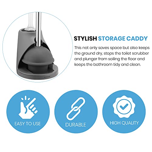 Toilet Brush & Plunger Set - Toilet Bowl Brush and Holder, Refillable Liquid Dispenser Brush - 2 in 1 Silicone Toilet Brush & Plunger Set for Bathroom