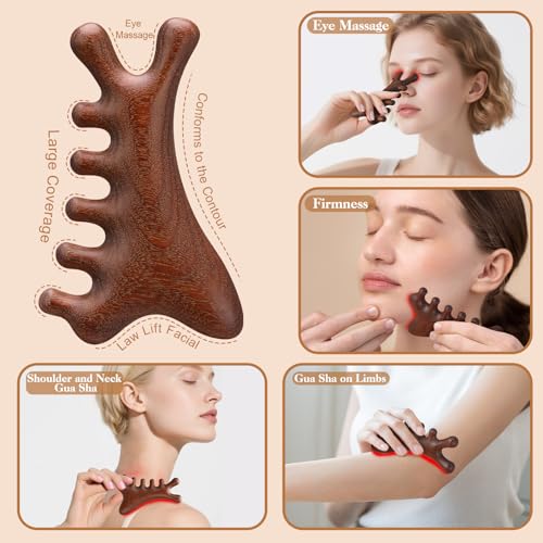 ProSuites 2 Pcs Wooden Scalp Massage Tool for Head Massager Comb Gua Sha Tool for Relaxation Hair Head - color: Wood