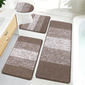 Bsmathom Bathroom Rugs Sets 4 Piece with Toilet Lid Cover, Non-Slip Bathroom Rugs and Mats Sets, Absorbent Bath Rugs Microfiber Shaggy Machine Washable Bath Rug Set, Coffee - color: Coffee, size: 20"x31"+20"x59"+U20"x24"+Cover19"x21"