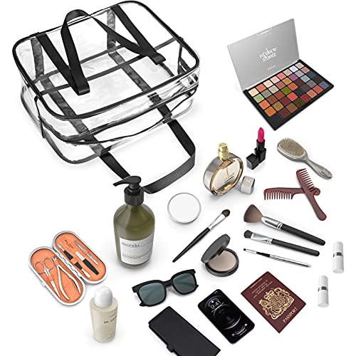 ONEGenug Clear Toiletry Bag Thick Transparent Cosmetic Bag Waterproof Makeup Artist Large Bag Diaper Case Luggage Organizer Storage Easy Clean Large