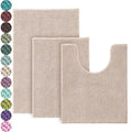 Urvoix Bathroom Rugs Sets 3 Piece, Non-Slip Chenille Bath Rug - Ultra Soft, Washable, Super Absorbent Bath Mat for Bathroom, Toilet and Tub (Cream Beige) - color: Cream Beige