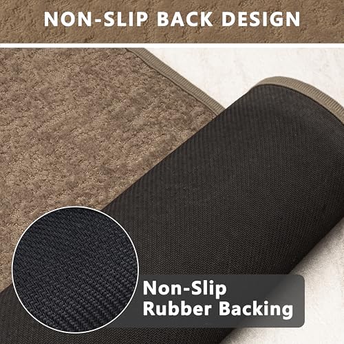 Washable Bathroom Rugs Ultra Thin Quick Dry Bath Mat Low Pile Coffee Bath Mats for Bathroom Non Slip Small Shower Rug Fit Under Door,17" × 24" - color: Coffee, size: Small(17"x 24")