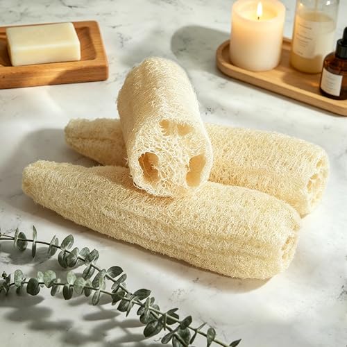4 Pack Natural Loofah Sponges, METLUCK Organic Luffa Large Exfoliating Body Scrubbers Long Loofa Bath Shower Sponge Bulk for Women Men SPA Bath Kitchen Dishes, 14-17 inch - style: Whole Loofahs