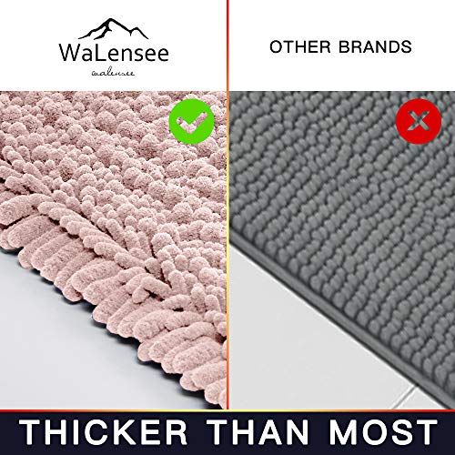 Walensee Bathroom Contour Rug Non Slip Toilet U Shaped Bath Mat (20x24, Dusty Pink) Water Absorbent Super Soft Shaggy Chenille Machine Washable Dry Extra Thick Perfect Absorbant Best Plush Carpet - color: Dusty Pink, size: 20"x24" Contour Rug