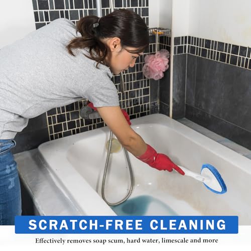 Baderke 4 Pcs Tub Tile Scrubber Cleaning Brush Pads (Without Handle) Compatible with Qaestfy Non-Scratch Scouring Pads Scrub Brush for Shower Bathroom Buildup Toilet Wall Floor (Blue) - color: Blue