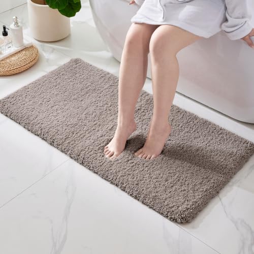 ILANGO Camel Bathroom Rugs 60" × 24" Non Slip & Super Absorbent Extra Thick Soft, Washable Bath Carpet Runner for Floor, Microfiber Plush Shaggy Bath Mats with Tub for Droom Bathtub Shower Room - color: Camel, size: 2' x 4'11" (24''x59'' Bathroom Rug)