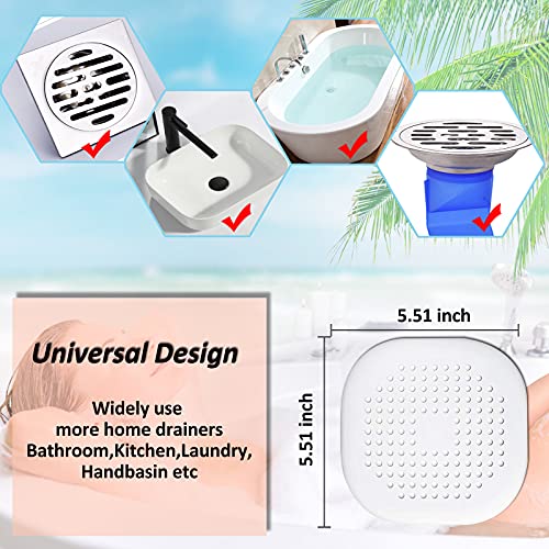 Bovinde Hair Drain Catcher,Square Cover for Shower 2 Pack (White) | Drainer Cover Silicone Hair Stopper with Suction Cups,Protector Accessories,Easy to Install Suit for Bathroom,Bathtub,Sink - color: White