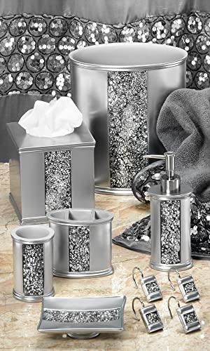 Zahari Home Sinatra Soap Dish Unique Design Stylish Bling Glass Mosaic Décor Soap Bar Holder, Silver - color: Sinatra Silver
