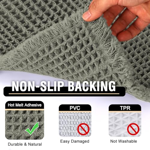 H.VERSAILTEX Upgraded Waffle Bath Mat Super Absorbent Non Slip Bath Rugs for Beside Tub, 17" x 24", Smokey Olive - color: Smokey Olive, size: 17" x 24"