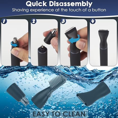 Nose Hair Trimmer for Men and Women, Painless 3 in 1 Men's Ear and Nose Hair Trimmers, 2025 USB-C Rechargeable Facial & Body Detail Hair Trimmer Clipper with High Speed and Dual-Edge Blades - size: 3 in 1+2 heads