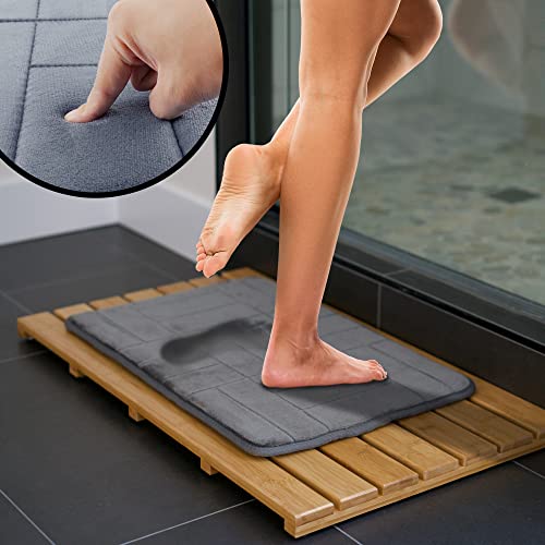 5 Piece Bathroom Rugs Set - Soft Non Slip Memory Foam Large Mats - Perfect Combination of Luxury and Comfort (Gray/Line, 5 Piece Set) - color: Gray /Line