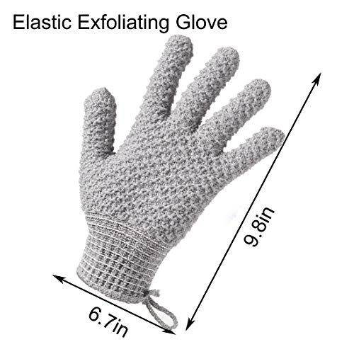 Bath Exfoliating Gloves - 2 Pairs of Lengthened and Large Scrubbing Gloves for Shower, Spa, and Massage - Perfect for Exfoliating Body, Face, Hands, and Feet(2 paris gary) - color: 2 pairs gray