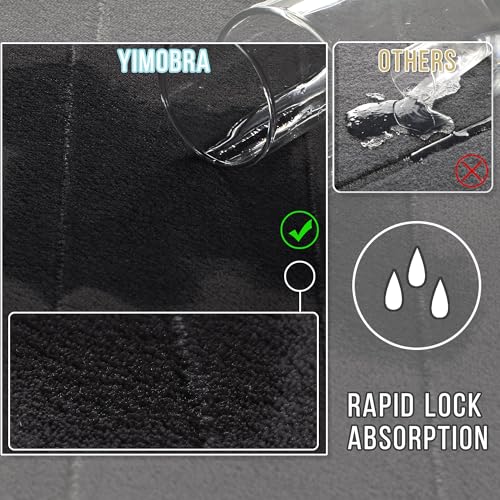 Yimobra Large Bath Mat Set 2 Piece- Super Soft Absorbent Quick Dry Memory Foam Bathroom Rugs, Machine Washable Non Slip Floor Carpet for Tub Shower & Double Vanity (17x24 & 44x24, Black) - color: Black, size: 44x24+24x17 Inch