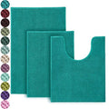 Urvoix 3 Pieces Bathroom Rugs Set, Non-Slip Chenille Bath Rug, Ultra Soft and Super Absorbent Bath Mat for Bathroom, Toilet and Tub (Teal Green) - color: Teal Green