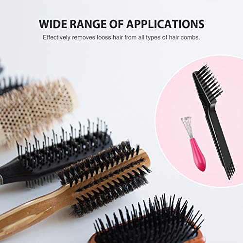 Boao 4 Pcs Hair Brush Cleaning Set Tool Mini Hair Cleaning Brush Cleaner Tool for Removing Dust Home Salon Use(Black) - color: Black