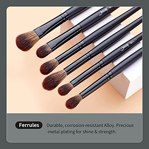 Jessup Eye Brushes Set, Vegan Makeup Brushes with Concealer Powder Eyeshadow Blending Eyeliner Spoolie Brush, 16pcs Premium Synthetic Black Cosmetic Brush T272