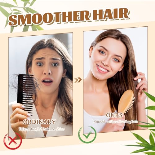 Weysat 12 Pcs Bamboo Hair Brushes Bulk, Wooden Paddle Detangling Brush, Scalp Massage and Anti-Static Hairbrushes, DIY Engraving Gifts for Women, Men, Party and Wedding (Natural) - color: Natural