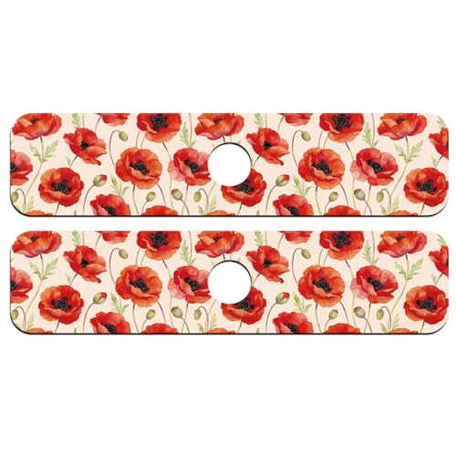 2 Pcs Kitchen Sink Splash Guard Faucet Mat Papaver Rhoeas Pattern Faucet Mat for Sinks Absorbing Drying Mats for Kitchen Bathroom - color: Papaver Rhoeas Pattern
