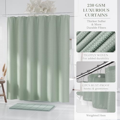 Sage Green and Gold Bathroom Accessories Set - Bathroom Sets, 25PC Bath Accessory Set, Bathroom Sets with Push Top Trash Can, Shower Curtain and Rugs, Toilet Brush, Trash Can & Soap Dispenser - color: Sage Green & Gold, size: 25-Piece Set (Accessories + S
