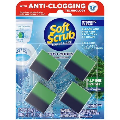 Soft Scrub in-Tank Toilet Cleaner Duo-Cubes, Alpine Fresh, 4Count - size: 4 Count (Pack of 1)