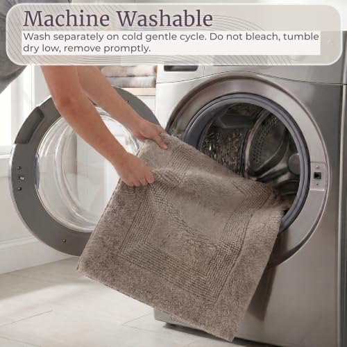 Bathroom Rugs - 2-Piece Cotton Bathroom Mat Set - Machine Washable Bath Mats for Washroom, Kitchen, or Laundry Room by Lavish Home (Taupe) - color: Taupe