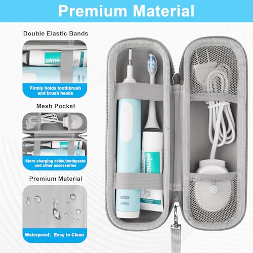 Toothbrush Travel Case for Oral B/Oral-B Pro 1000 1500 5000 7000 7500 9600/ Philips Sonicare 4100 5100 6100 5300 Electric Toothbrush, Portable Hard Protective Storage Bag (Gradient Case and 2 Caps) - color: Gradient Case and 2 Caps