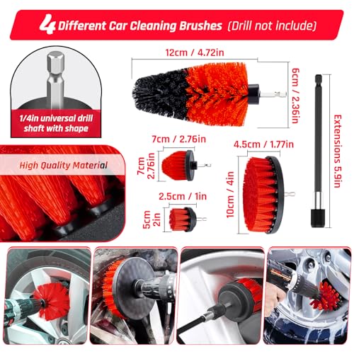55PCS Car Detailing Kit Interior Cleaner with High Power Handheld Vacuum, Car Detailing Brush Set, Car Cleaning Kit, Drill Brush Set, Car Cleaning Tools Brushes for Interior, Exterior, Wheels - color: Red