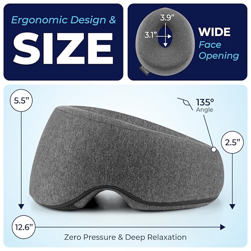Face Down Pillow for Massage Bed – BBL & Eye Surgery Recovery Headrest | Stomach Sleeping Face Pillow for Prone Sleep, Tanning & Spa | Adjustable Memory Foam Cradle with Removable Cover (Grey) - color: Grey