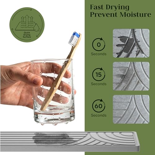 Faucet Mat for Kitchen Sink, 23.6" Diatomite Drying Stone Mat Protector, Sink Faucet Mat Splash Guard, Absorbing Stone Tray for Kitchen Bathroom Counter - color: Light Gray