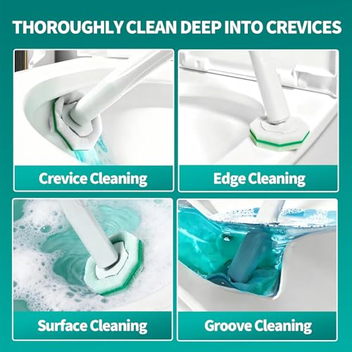 Disposable Toilet Brush, Toilet Bowl Cleaning System with 48 Count Wand Refill, Clean Brush Starter Kit with 1 Toilet Wand, 1 Storage Caddy and 1 wall Sticker (White) - style: Green-Toilet brush+48 refills
