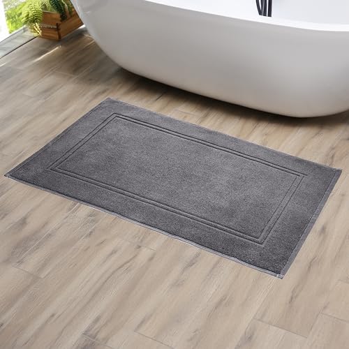 Tens Towels Pack of 2 Bath Mats 100% Cotton, 20 x 32 Inches, Super Absorbent, Hotel Quality Premium Floor Towels, Luxurious, Soft & Quick Dry, Not a Bathroom Rug, Dark Grey - color: Dark Grey